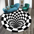 American black white grid 3D stereo vision carpet